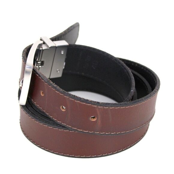 Timberland BROWN BLACK GENUINE LEATHER 1 1/8"Wd REVERSIBLE MEN'S BELT Sz 48 (I74 - Picture 3 of 15